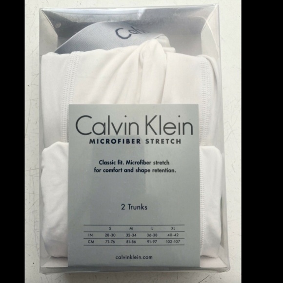 Calvin Klein New NIP Microfiber Stretch 2 Pack White Trunk Underwear NP1907O - Picture 2 of 2